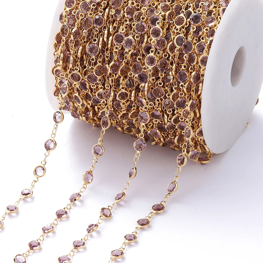 Metal Beads Colorful Crystal Beaded Chain Glass Necklace Chain Bracelet Supplies