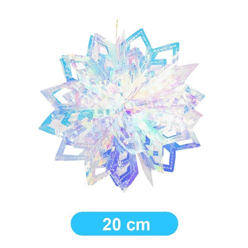 Christmas Iridescent Honeycomb Ball Hanging Ornaments Paper Fan Snowflake Garlands Iridescent Balls for Wedding Birthday Xmas