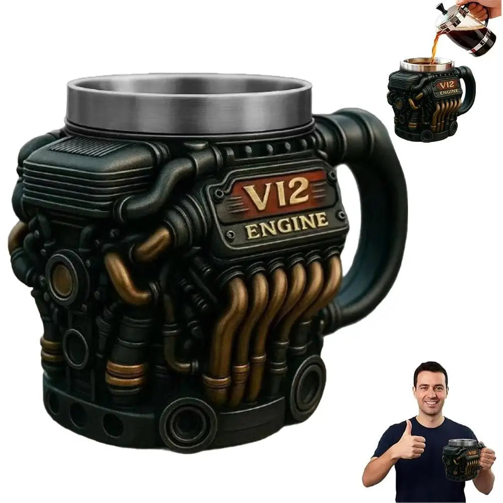 Engine Shaped Mug | Stainless Steel Liner | V6, V8 & V12 Designs | Gift