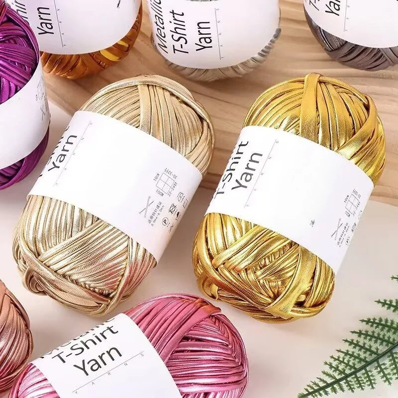 Yarn, Shiny Metallic Fabric for Crochet Bags, Cushions, Baskets & Crafts