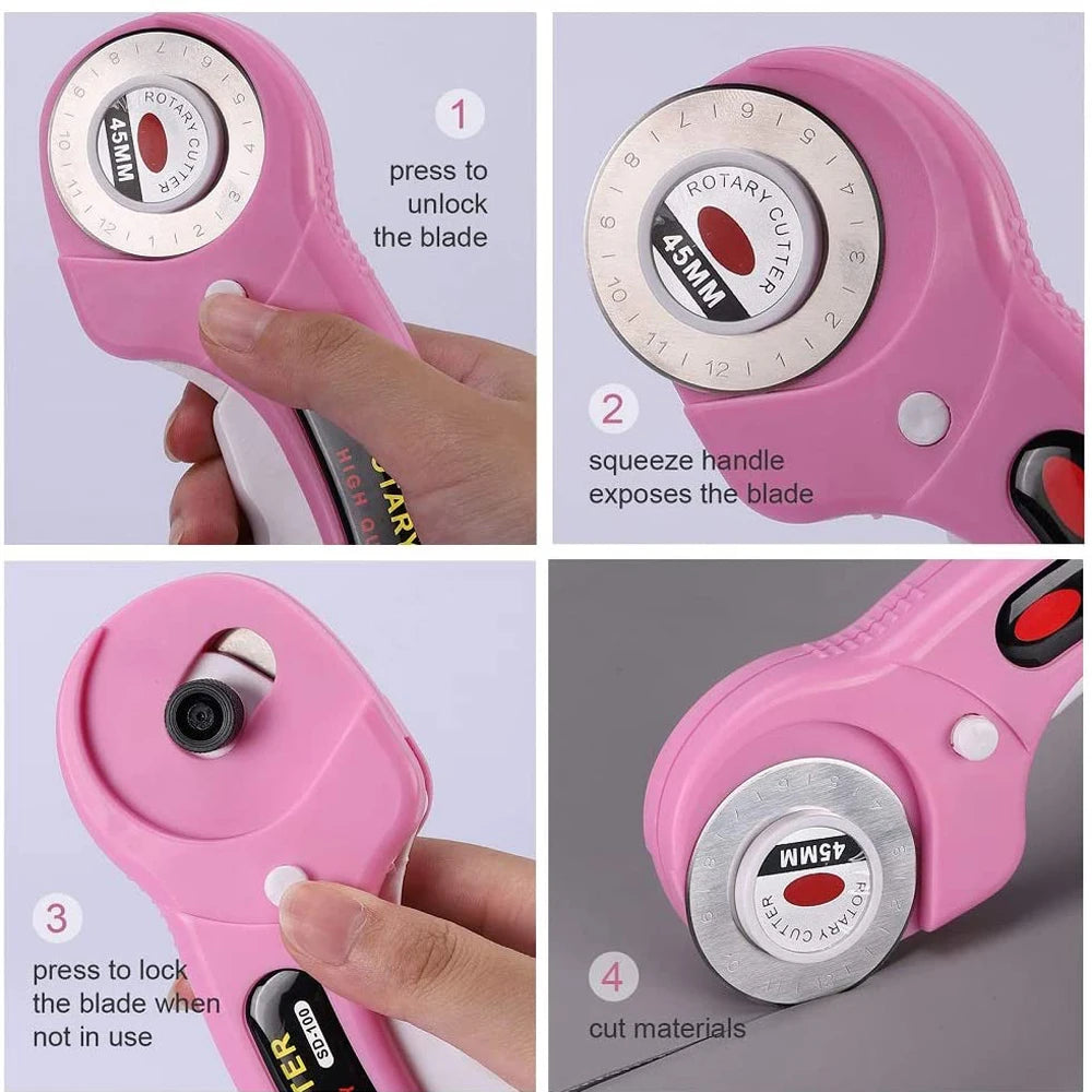 Rotary Cutter Set with Replacement Blades, Sewing Clips & Fabric Marker