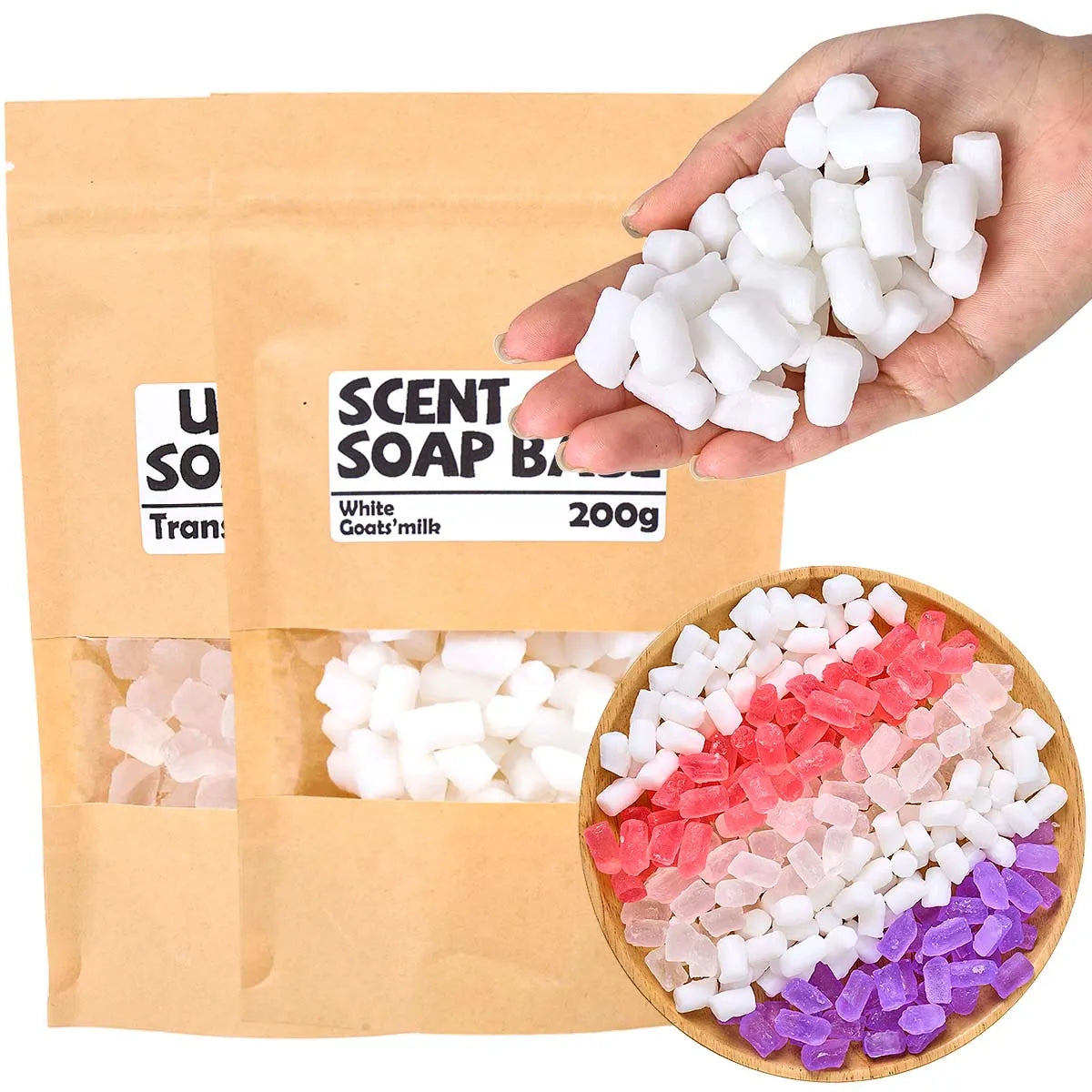 200g Color Soap Base DIY Aromatherapy Glycerin Soaps Rose Lavender Goat Milk Soap Making Supplies for Mild Bath Foaming Butter