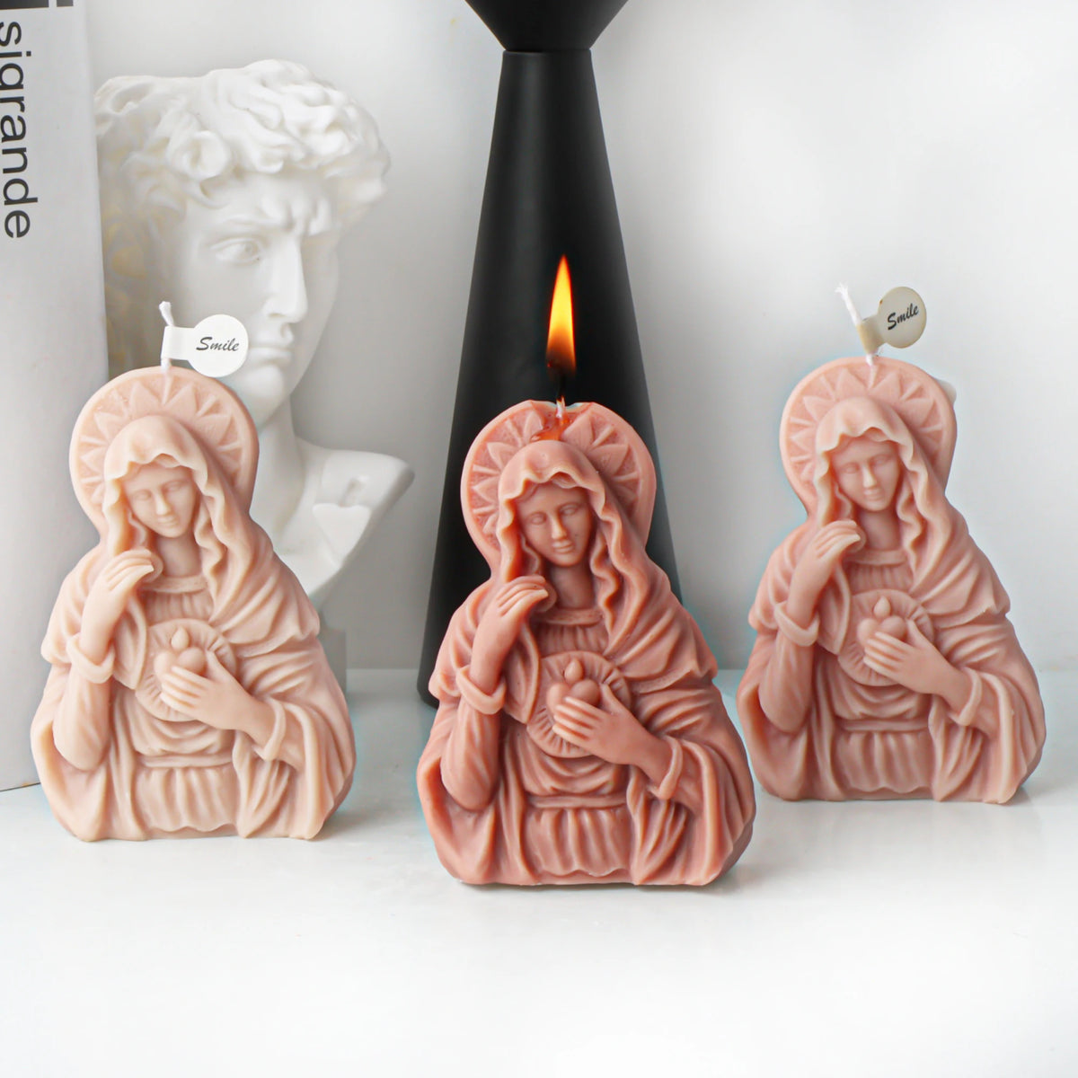 Candle Mold Silicone Sacred Heart Virgin Mary DIY Wax Soap Resin Plaster Casting