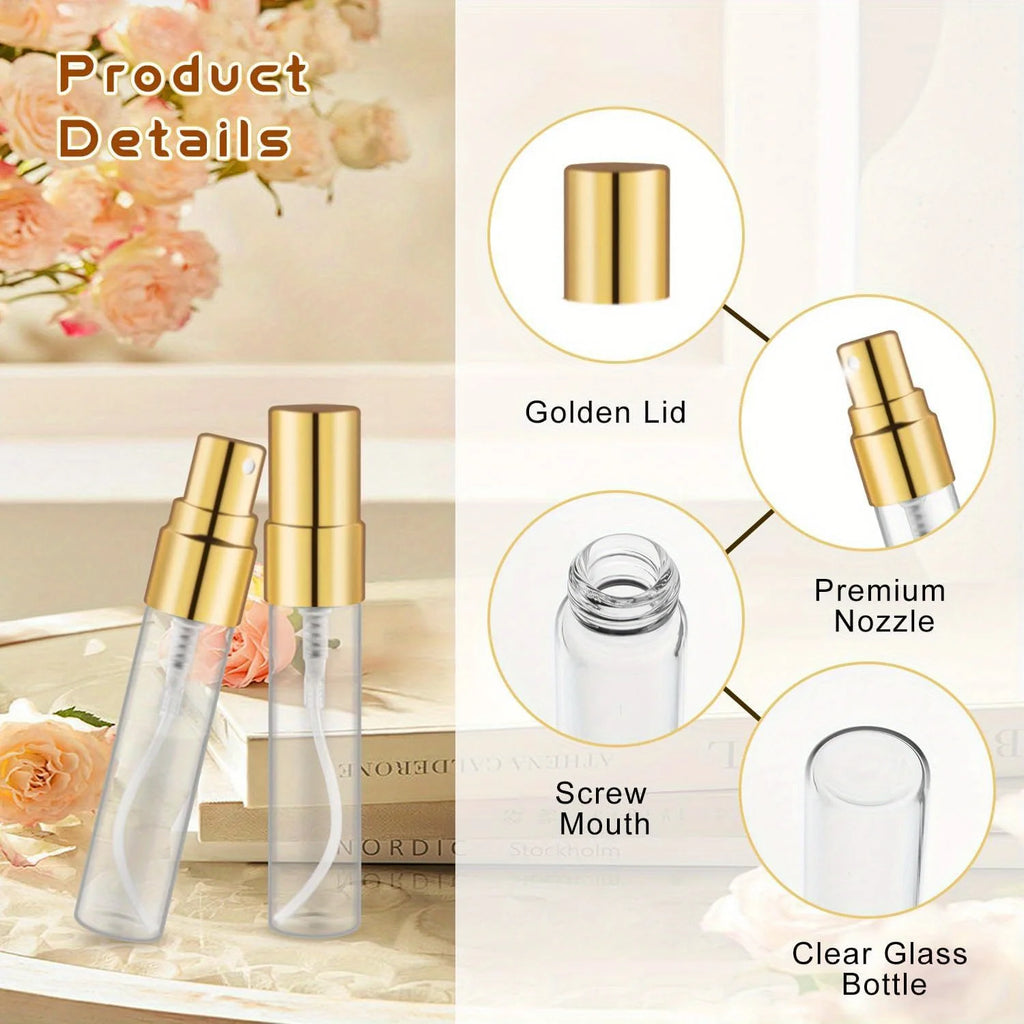 Spray Bottles Empty Clear Glass Gold Aluminum Nozzles 40 Pack