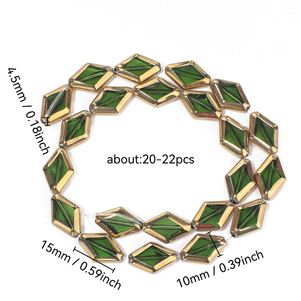 Glass Beads Diamond Shape Gold Color Edging for DIY Jewelry Making Craft Beads
