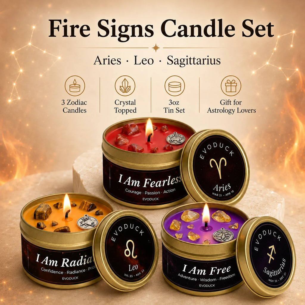 Scented Candles EVODUCK Zodiac Crystal Tins Astrology Birthday Home Fragrance