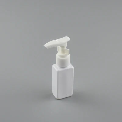 White rectangular PET bottle with white pump dispenser