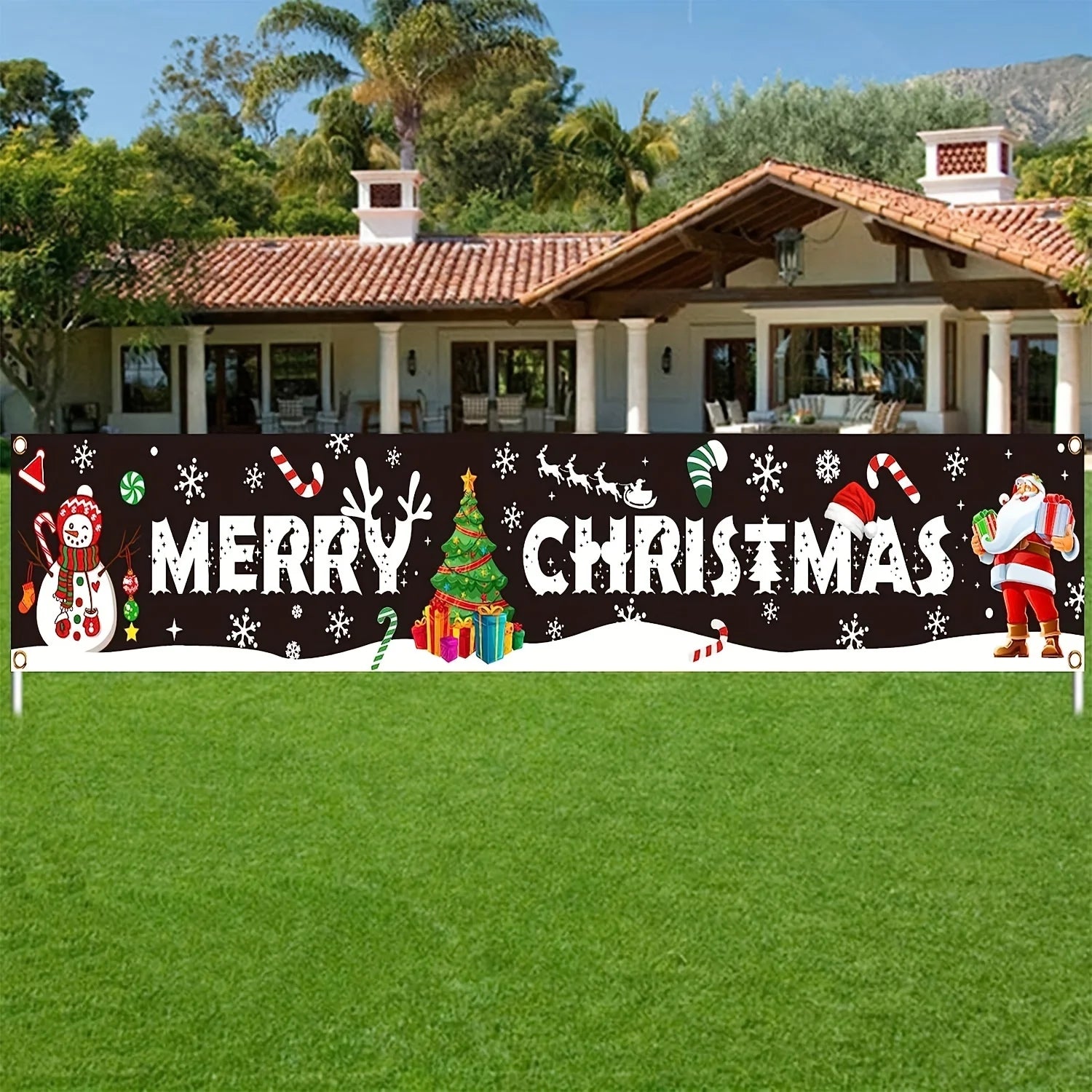 Christmas tree "Merry Christmas" banner, suitable for outdoor, indoor, courtyard, garden, porch and lawn home decoration