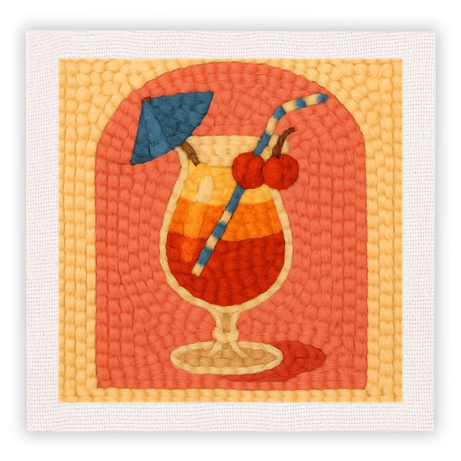 Punch Needle Kit, Animal Pattern with Frame for Handmade Embroidery Art
