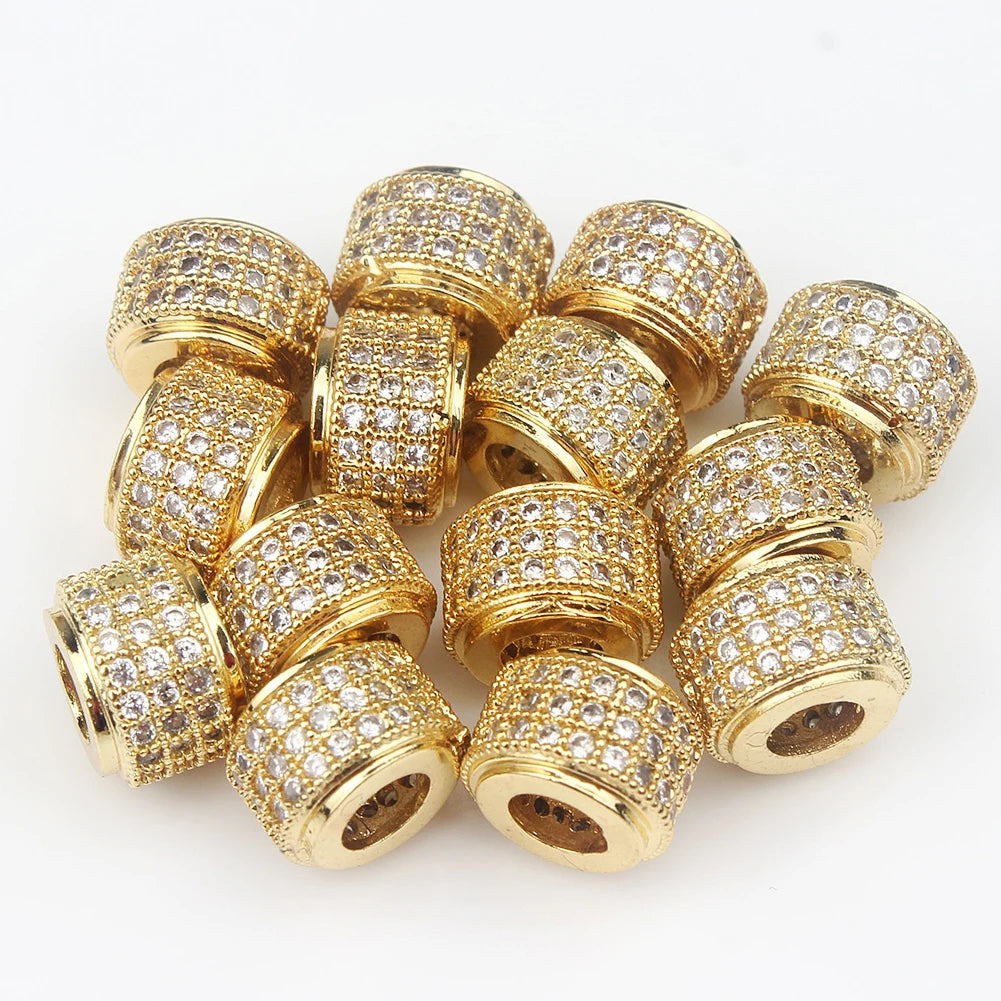 Metal Beads Copper CZ-Style Micro Pave Geometric for DIY Jewelry Making