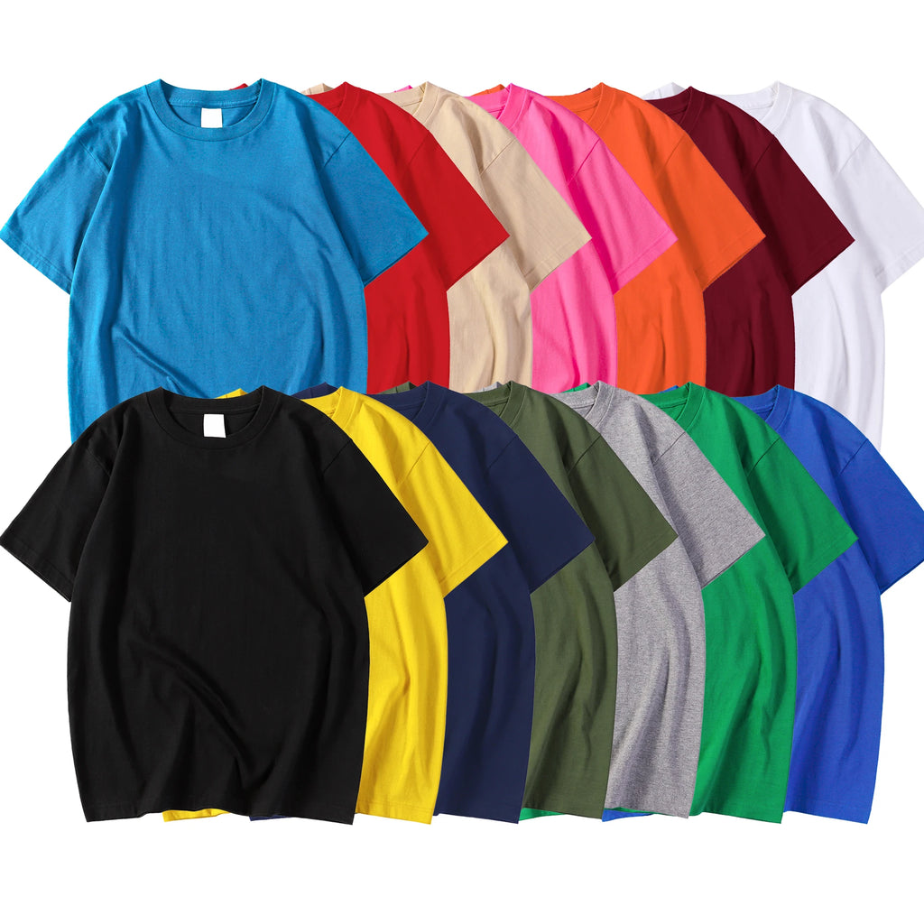 T-Shirt Unisex Cotton Solid Color Oversized Basic Tee 14 Vibrant Colors