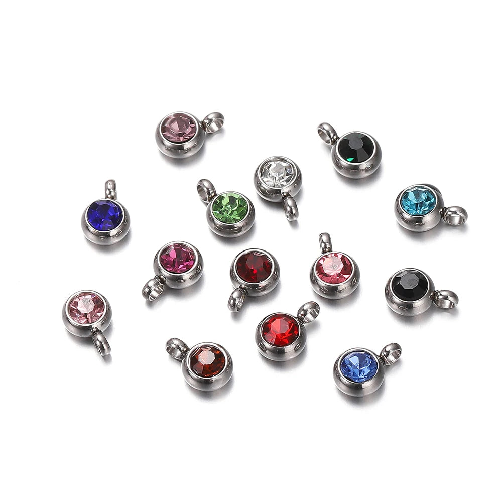 Earring Components Stainless Steel Birthstone Necklace Pendant Craft Supplies