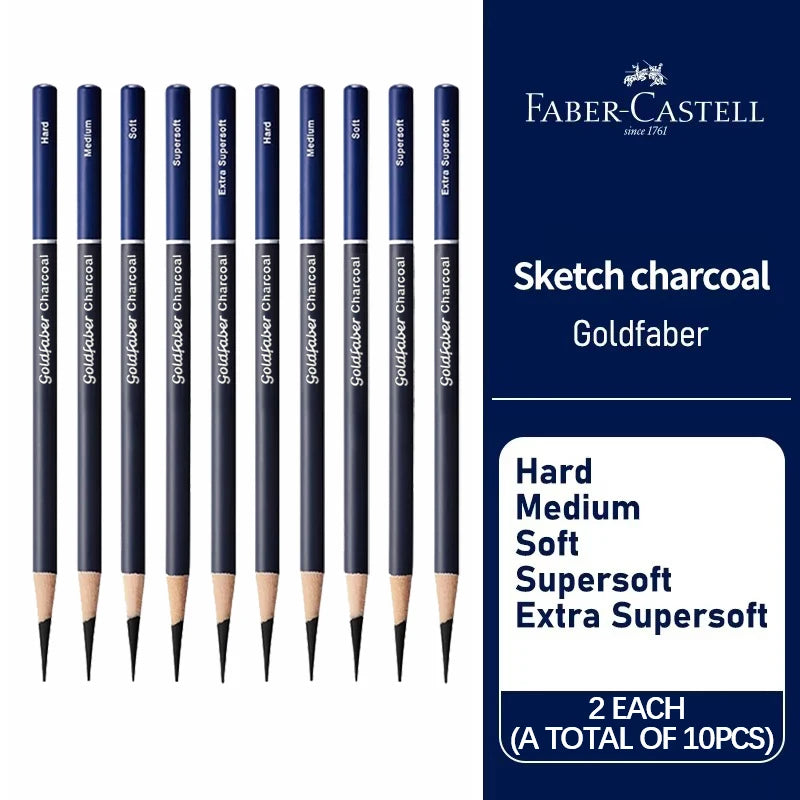 Faber-Castell Goldfaber Charcoal Pencils — 5 or 10 Piece Mixed Set