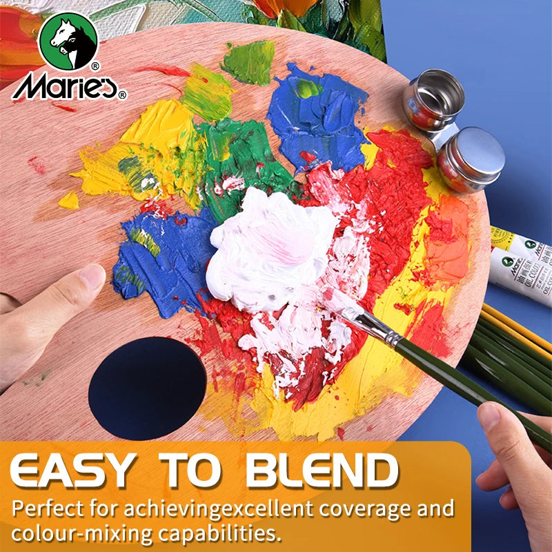 Marie's Oil Paint Set — 24 Colors, 7 Brushes, 12ml Tubes (31 Piece)