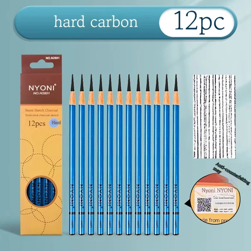 NYONI Graphite & Charcoal Pencils — HB to 12B, Single-Grade & Charcoal Sets