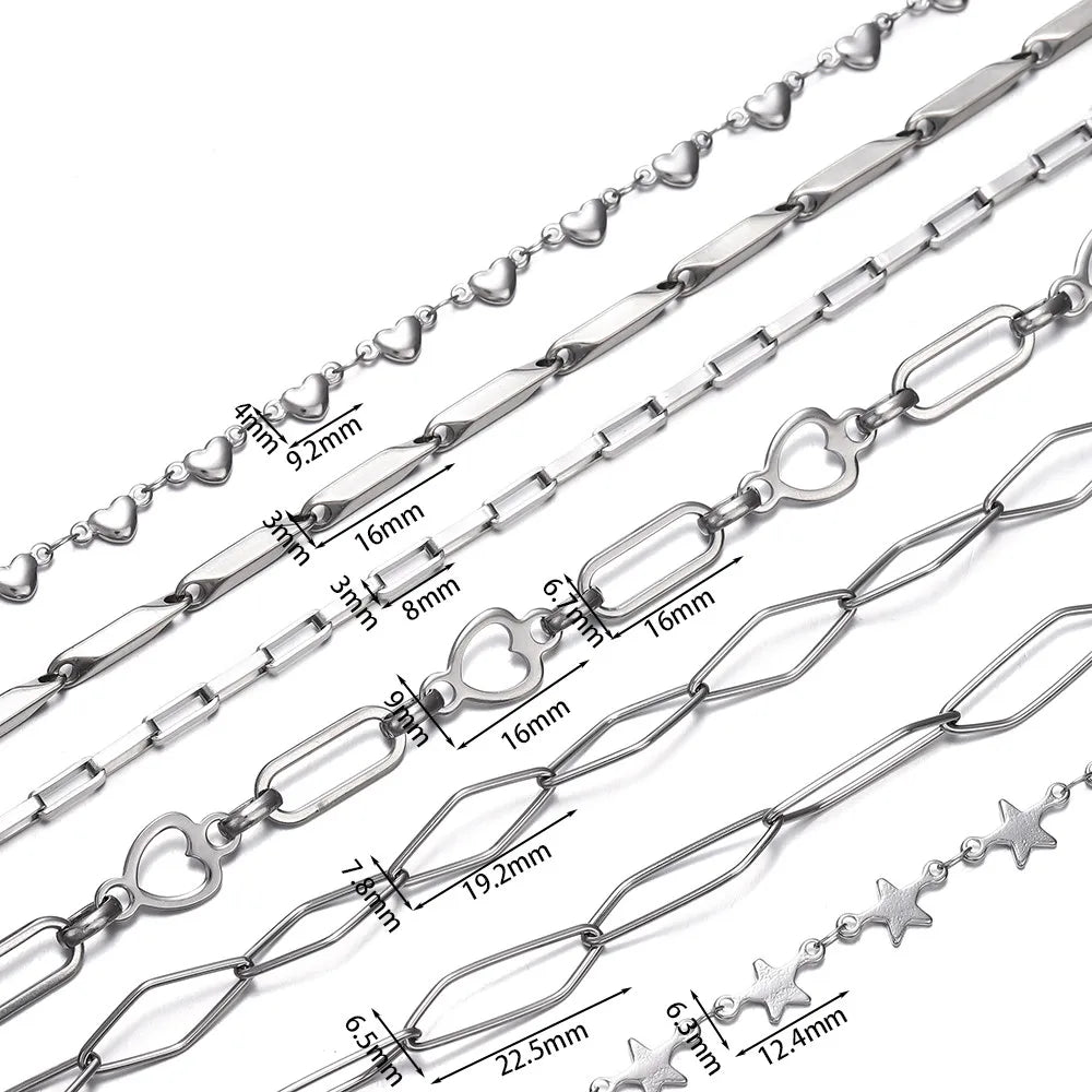 Jewelry Chains Heart Star Stainless Steel Necklace Bracelet DIY Jewelry Making