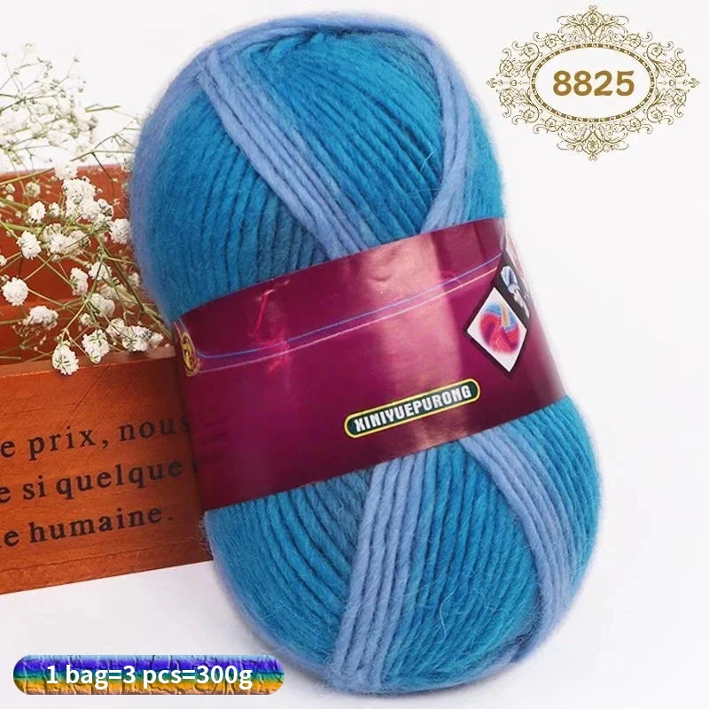 Yarn, Gradient Wool-Style Strands for Knitting Shawls, Hats & Craft Projects