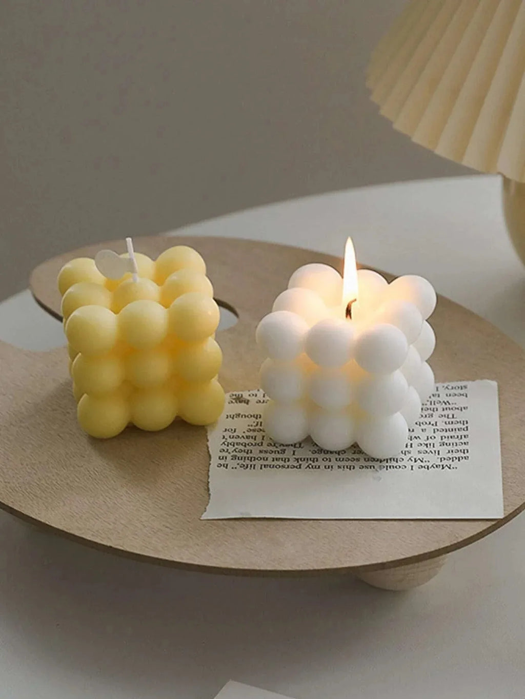 Scented Candle Rounded Bubble Cube Handmade Soy Wax Sculptural Home Fragrance