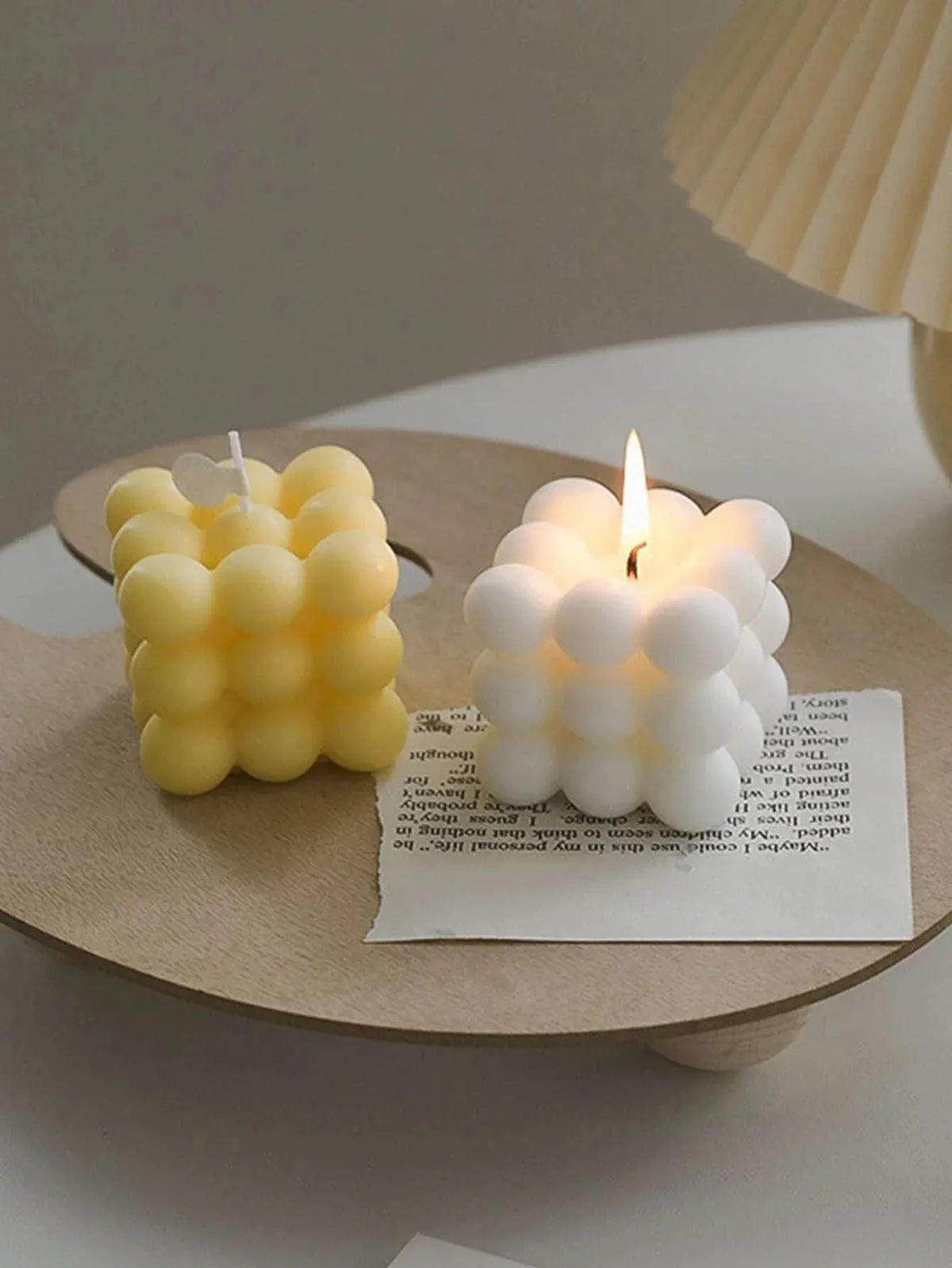 Scented Candle Rounded Bubble Cube Handmade Soy Wax Sculptural Home Fragrance