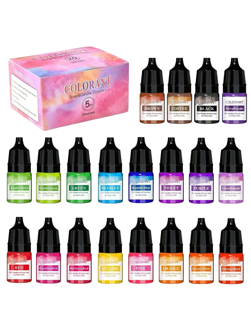 5ml 20 Colors Candle Dye Suitable For Silicone Mold DIY Handmade Scented Candles Soap Dye Soy Wax Colorant