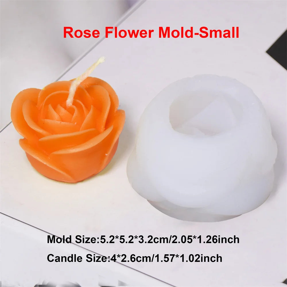 Rose & Peony Candle Mold - Silicone 3D Flower, 12 Styles
