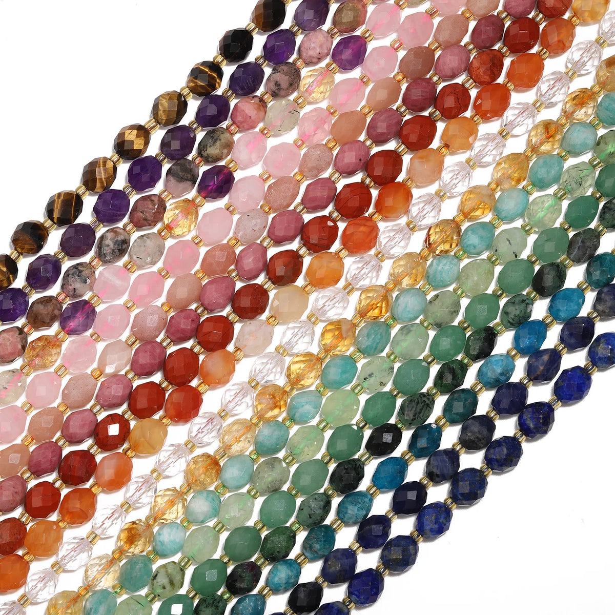 Stone Beads Faceted Oval Assorted Stone Styles for DIY Jewelry Making