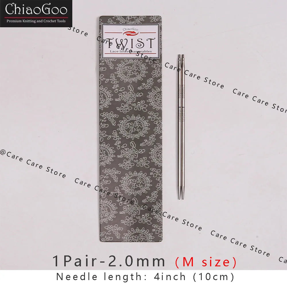 Knitting Needle Tips, ChiaoGoo TWIST Stainless Steel Interchangeable Pair