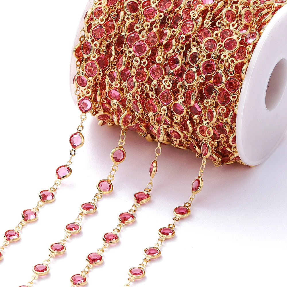 Metal Beads Colorful Crystal Beaded Chain Glass Necklace Chain Bracelet Supplies