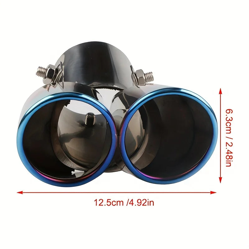 Universal 1-to-2 Stainless Steel Exhaust Tail Pipe Tip | Dual Outlet