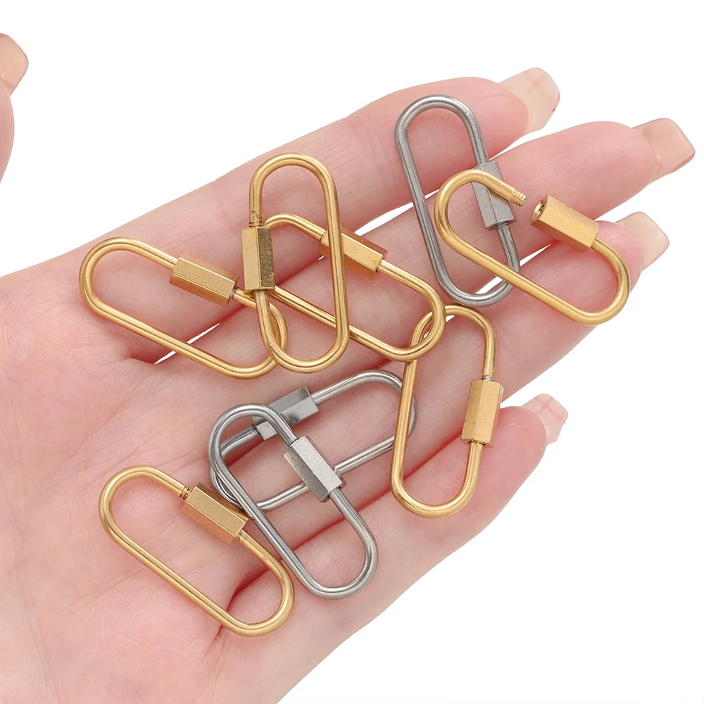 Screw-Lock Clasps Stainless Steel U-Shape Carabiners DIY Jewelry Making