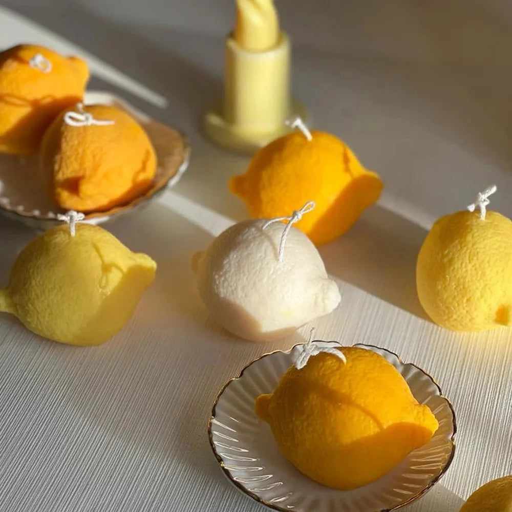 Orange Fruit Candle Mold DIY Strawberry Cake Decor Mold 3D Pumpkin Lemon Scented Candle Plaster Mold Soap Making Home Decor Gift
