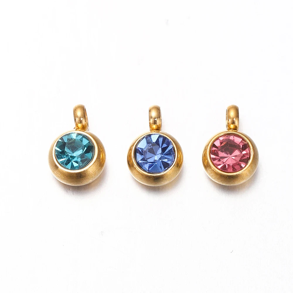Earring Components Stainless Steel Birthstone Necklace Pendant Craft Supplies