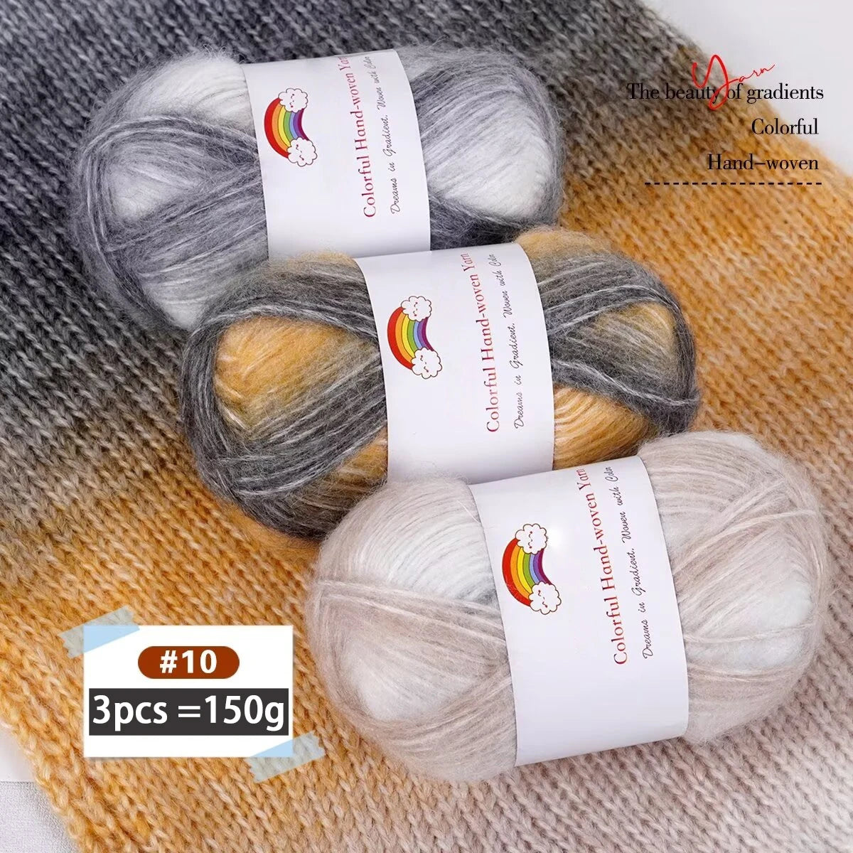 Yarn, Light Rainbow Gradient for Sweaters, Coats, Hats, Scarves & Shawls