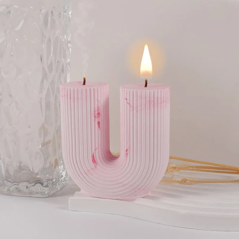 U Shape Candle Silicone Mold DIY Striped Arch Scented Candle Making Wax Mould Plaster Resin Ornament Craft Mold Home Decoration
