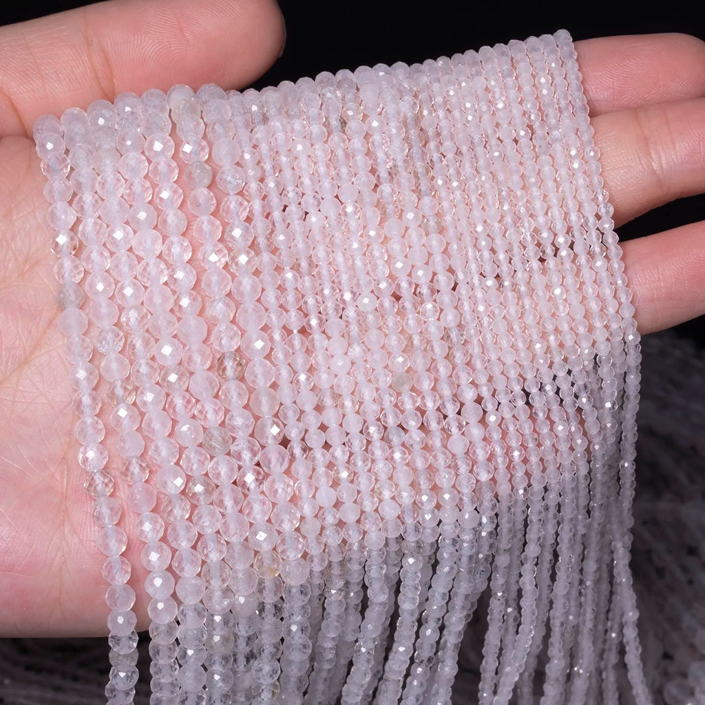 Stone Beads Tiny Faceted Clear Quartz-Style Spacers for DIY Jewelry Making