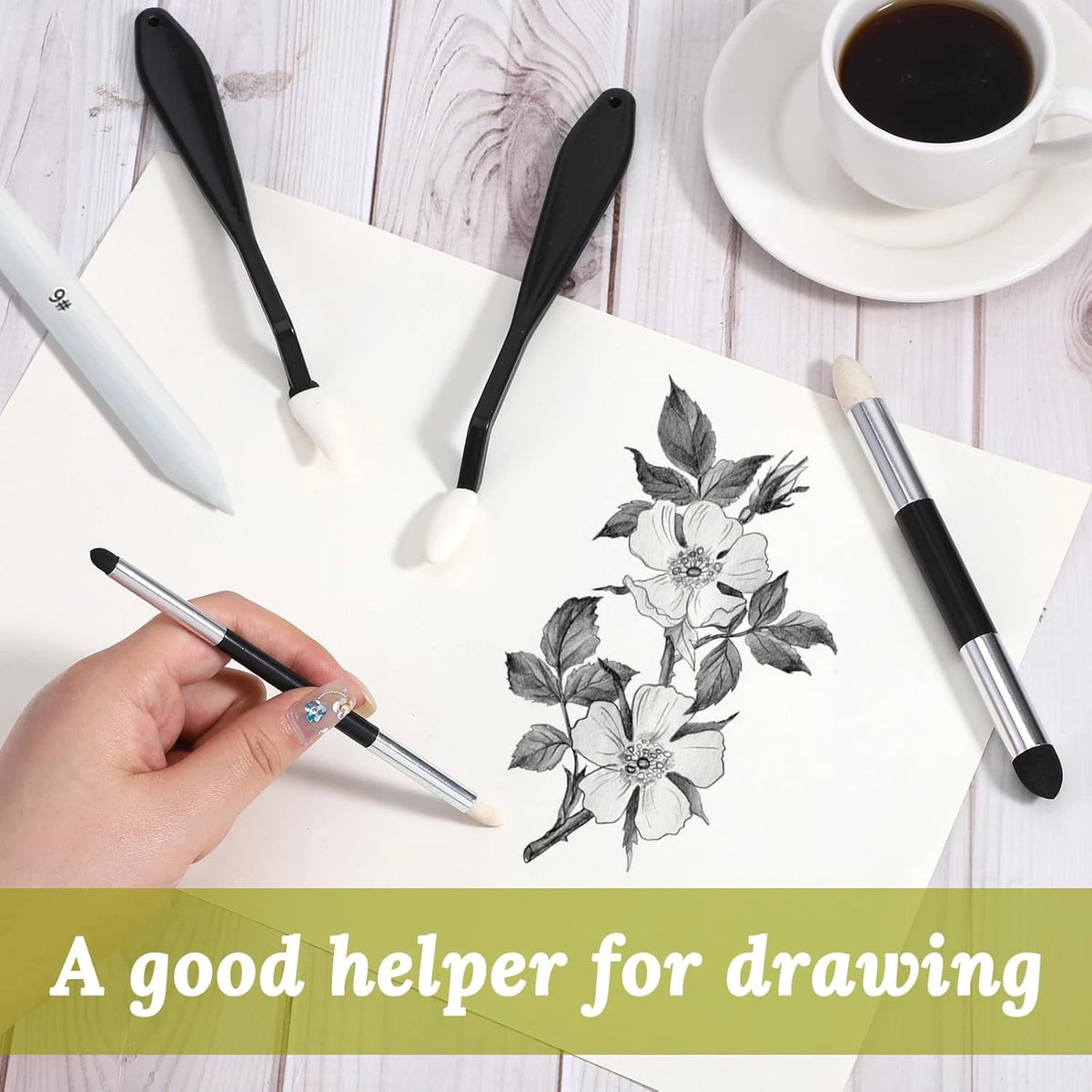 Dual-Tip Blending Sponge Pens — Foam Blenders for Drawing & Pastel
