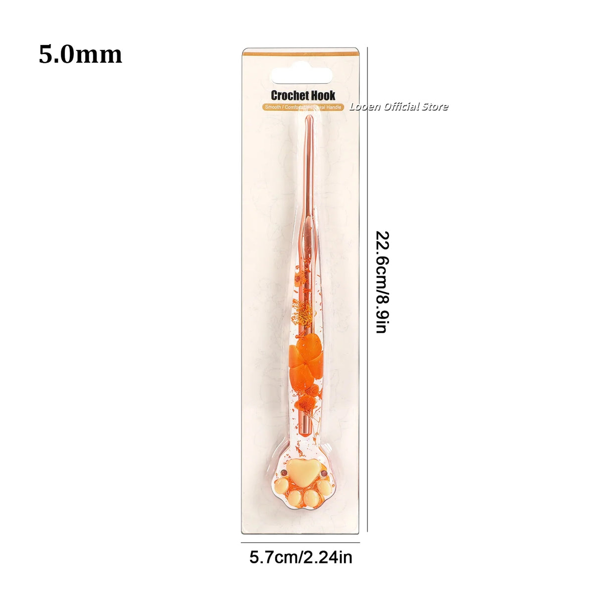 Crochet Hooks, Rose Gold Cat Paw & Floral Handles for Handmade Yarn Crafts