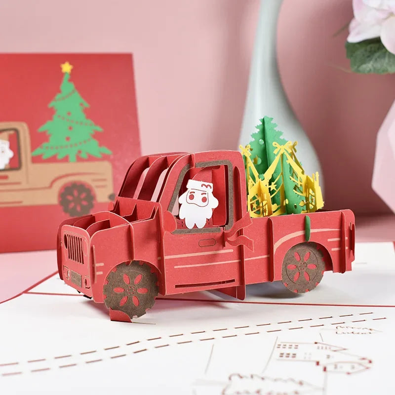 Christmas Card 3D Pop-Up Santa Tree Reindeer Holiday Greeting 36 Designs