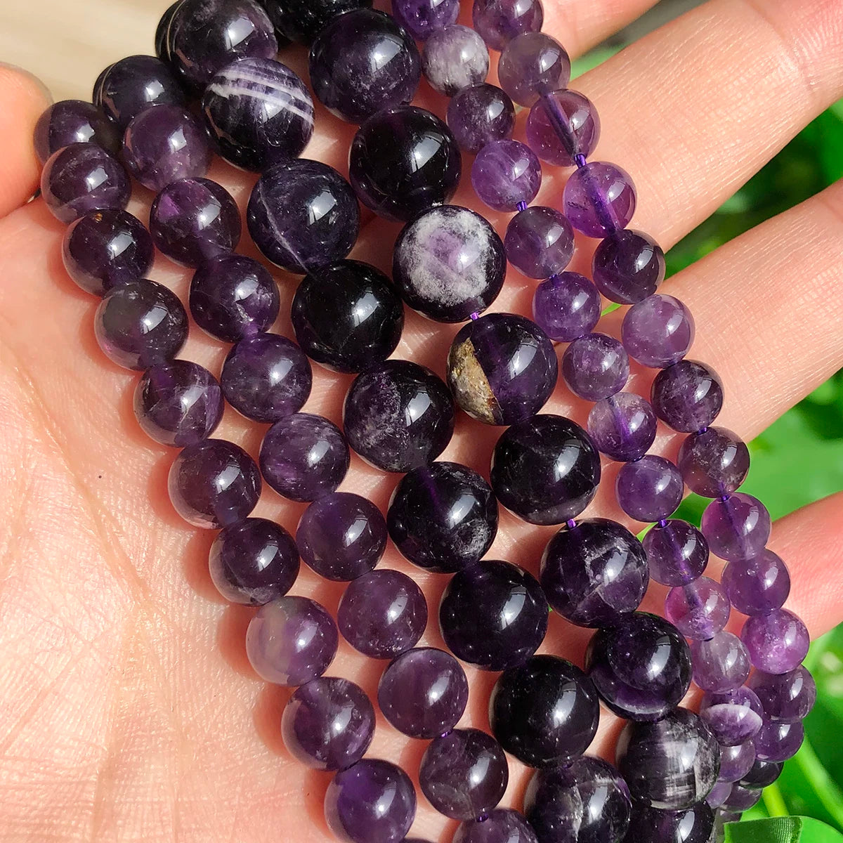 Stone Beads Round Purple Amethyst-Style for DIY Jewelry Making Bracelet Supplies