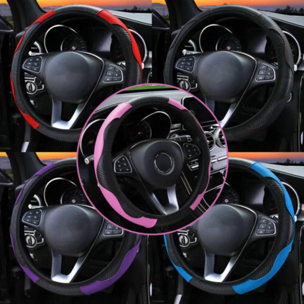 Blue Steering Wheel Cover Leather Steering Wheel Cover Anti-Slip Comfort