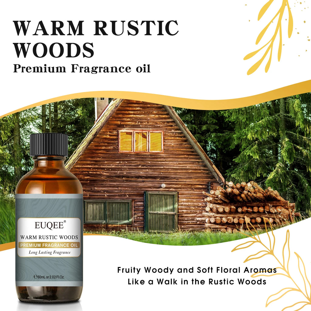 EUQEE 60ml Men's Fragrance Oils with Glass Dropper Leather Dragons Blood Forest Pine Chocolate Aroma Oils For Car Diffusion