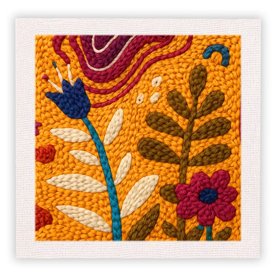 Punch Needle Kit, Animal Pattern with Frame for Handmade Embroidery Art