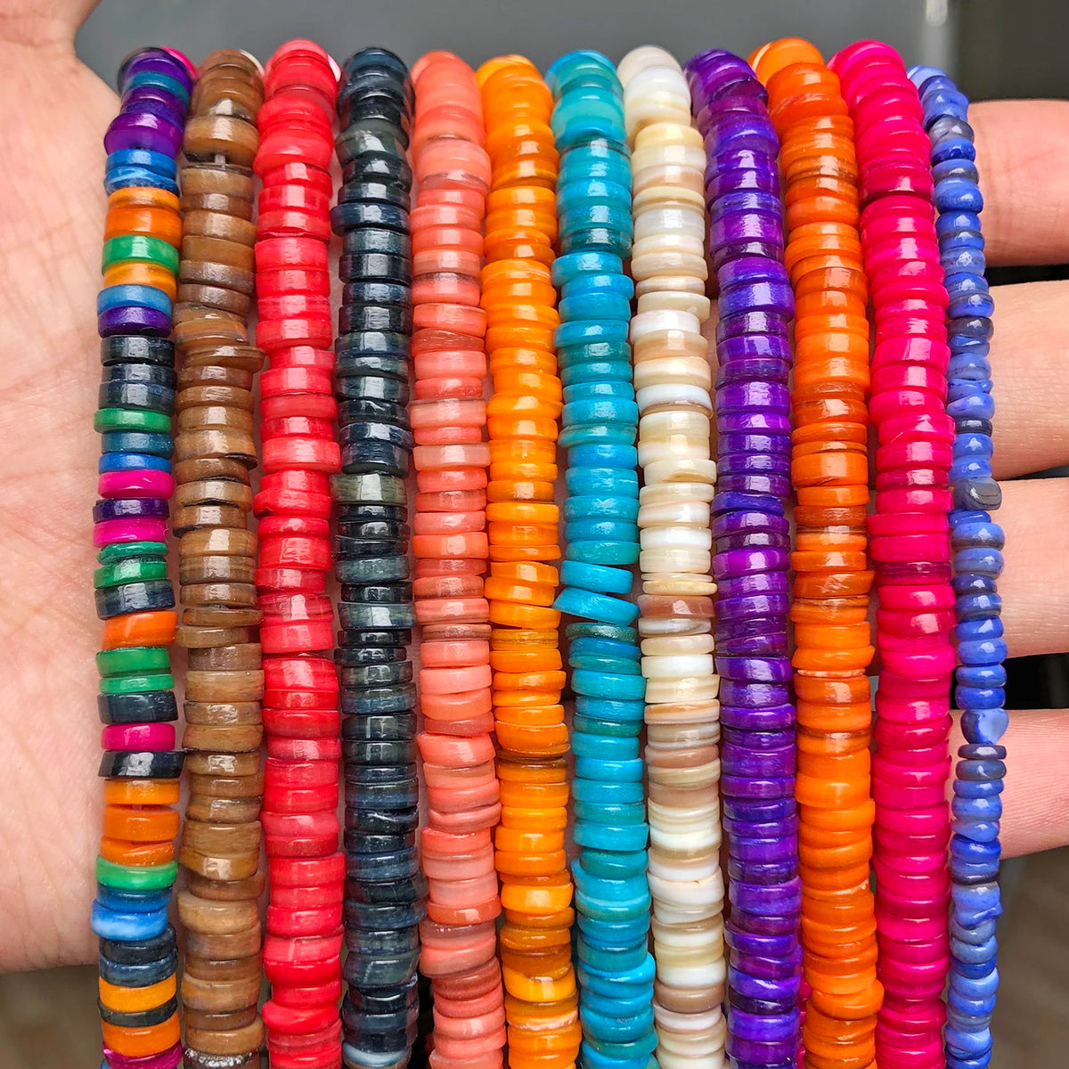 Shell Beads Flat Round Heishi Mother-of-Pearl Styles for DIY Jewelry Making