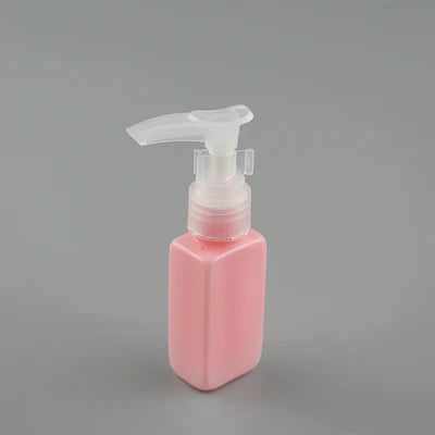 Pink rectangular PET bottle with clear pump dispenser