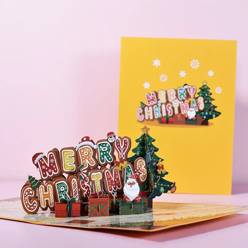 Christmas Card 3D Pop-Up Santa Tree Reindeer Holiday Greeting 36 Designs