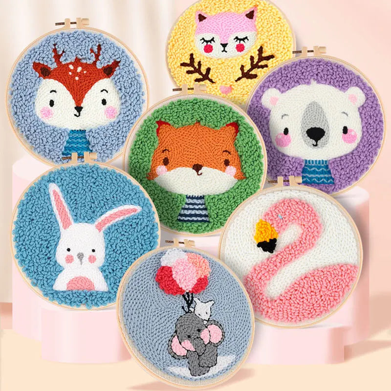 Punch Needle Kit, Christmas Animal Designs for Beginner Embroidery & Gifts
