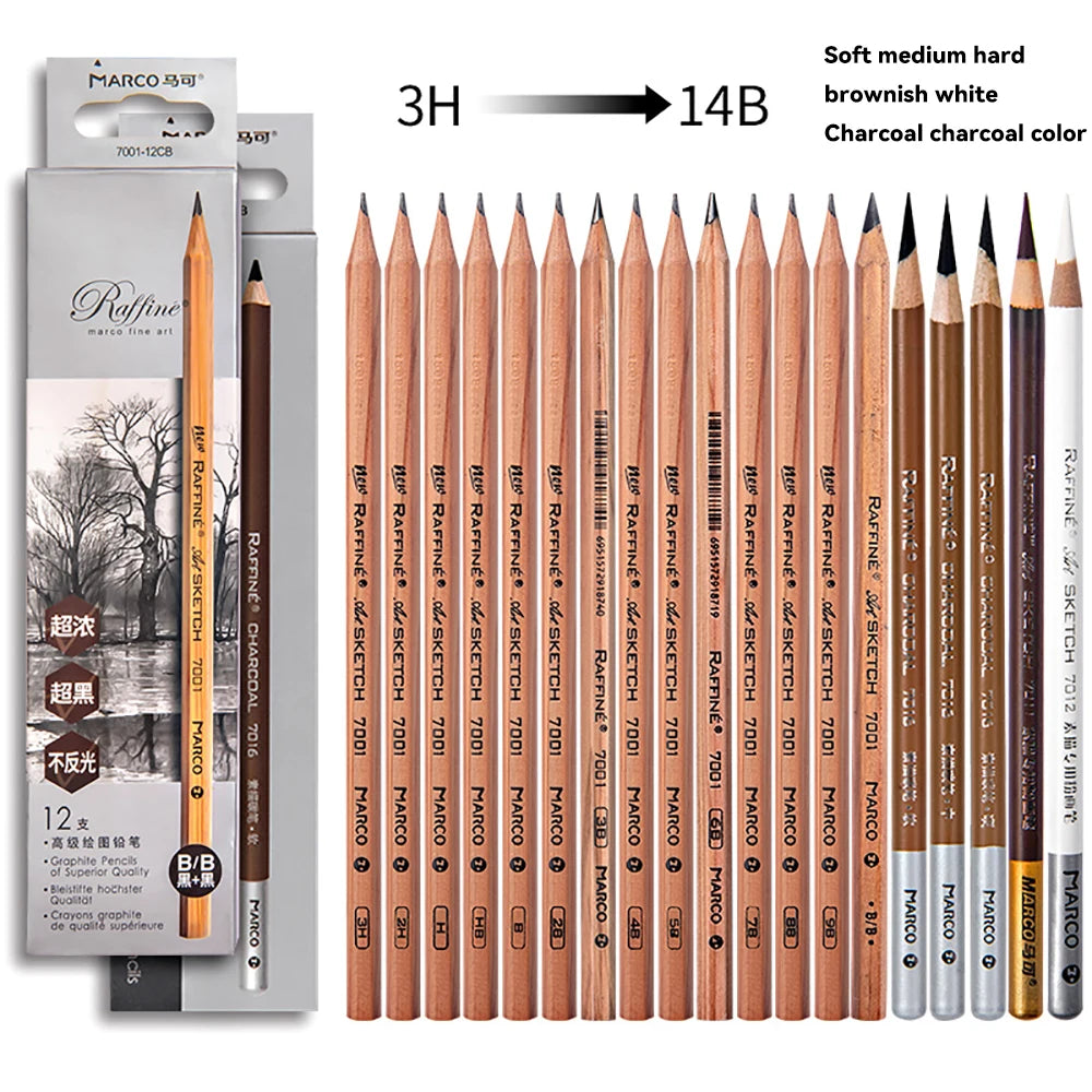 Borrence Graphite & Charcoal Sketch Pencils — Single Grade & Mixed Packs