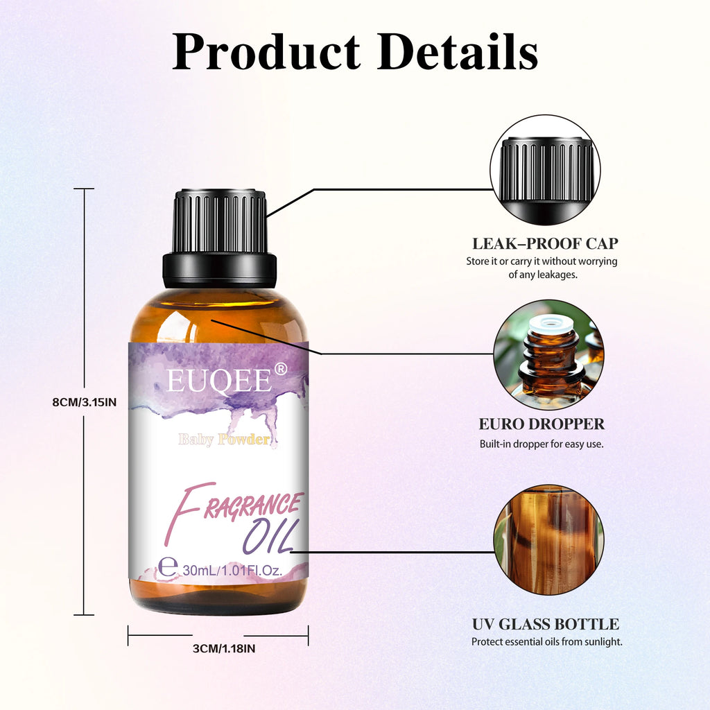 EUQEE 30ml Premium Fragrance Oil For Diffuser Aromatherapy Coconut & Vanilla White Musk Bubble Gum Lilac Aroma Fragrance Oils