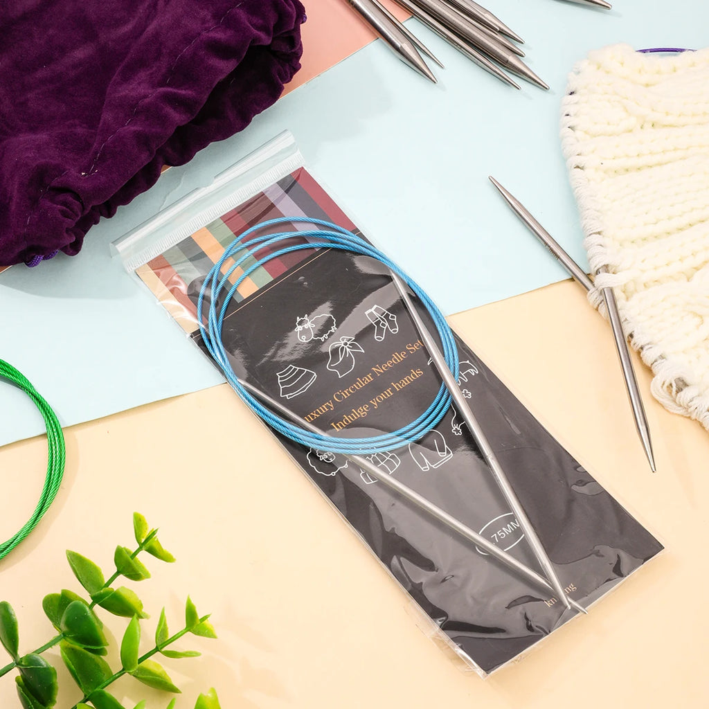 Knitting Needles, Stainless Steel Circular for Handmade Sweaters & Scarves