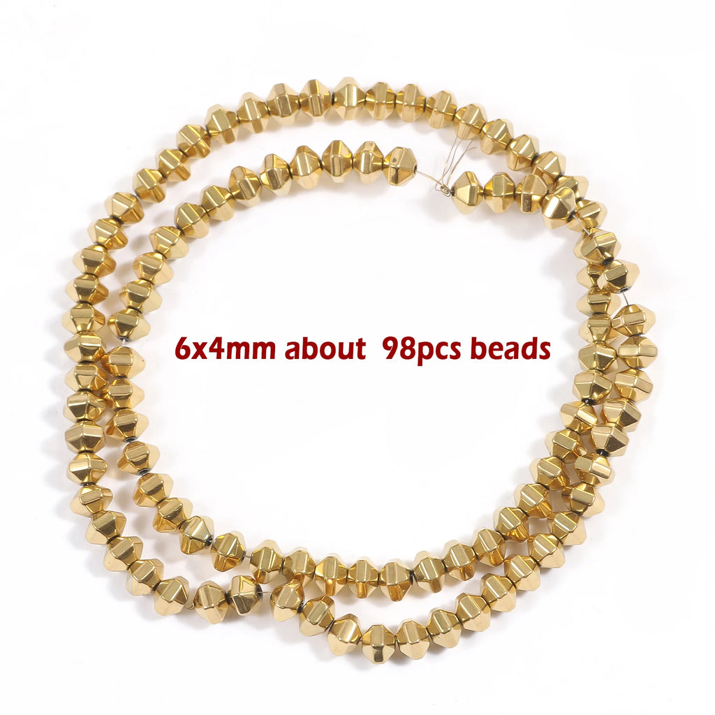 Stone Beads Gold-Tone Hematite-Style Flower Star Cube for DIY Jewelry Making